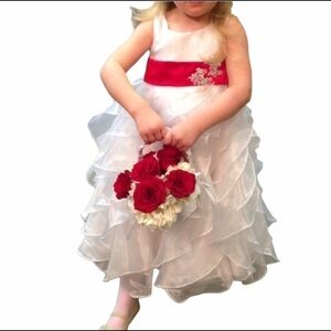 Alfred Angelo Disney Princess Collection white ruffled flower girl dress
